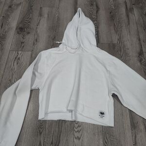 Cropped White Hooded Sweatshirt - Unknown Brand